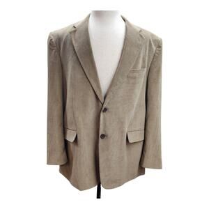 Stafford Essentials Blazer Mens 46R Brown Corduroy Sport Coat Lined Cotton Blend